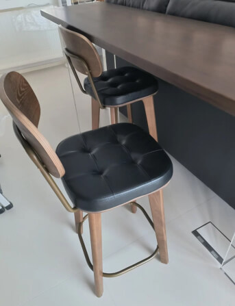 เก้าอี้บาร์ MY DOLLS HOUSE COCO 65 ซม. สีไม้เข้ม เบาะสีดำ_2